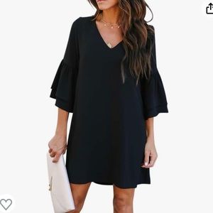 BELONGSCI Women's Dress Sweet & Cute V-Neck
Bell Sleeve Shift Dress L